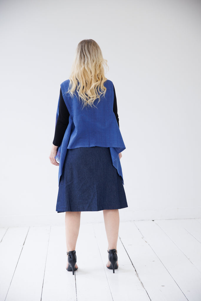 purple and blue wool silk short cape forest Gir | JUILAHAS