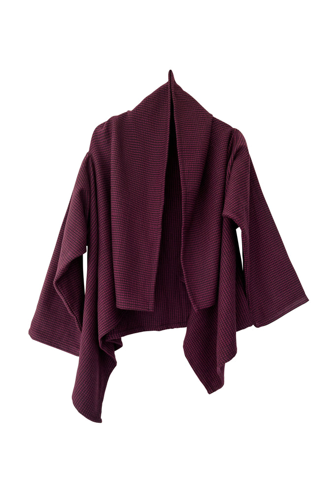 Wool Maroon short cape coat | JULAHAS