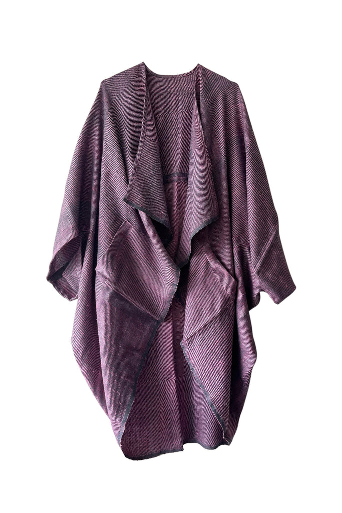 Pink and green free size wool silk Kimono | JULAHAS