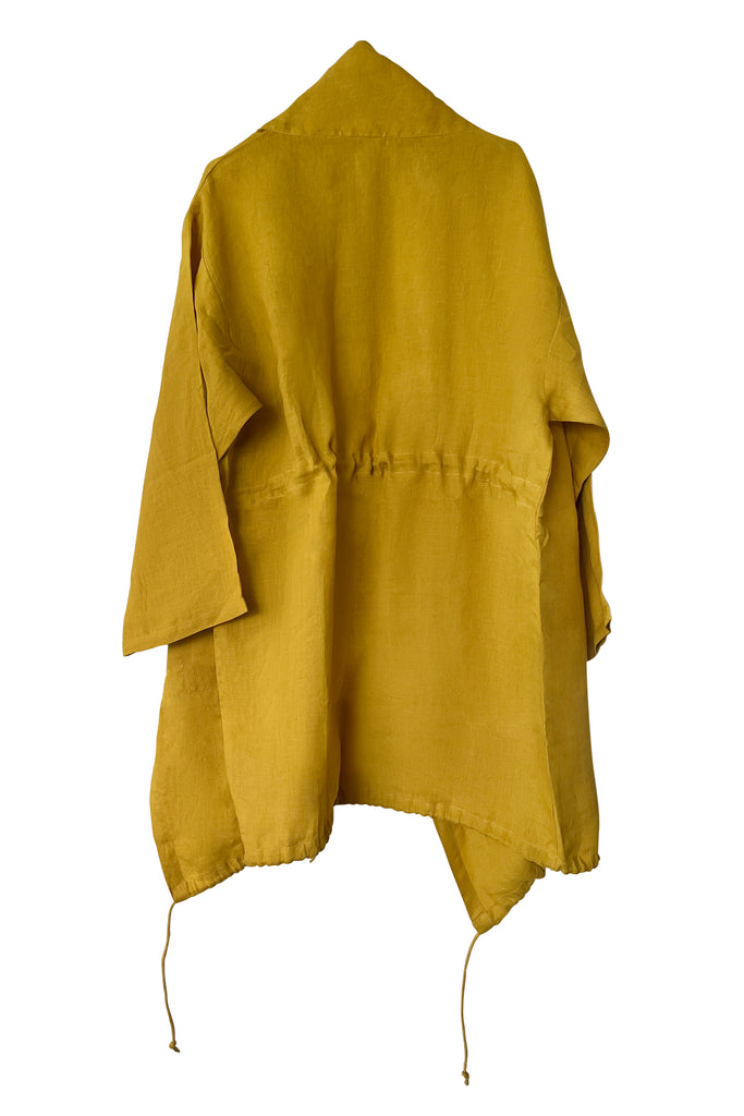 Yellow Linen Drawstring Overlay with long sleeves | JULAHAS