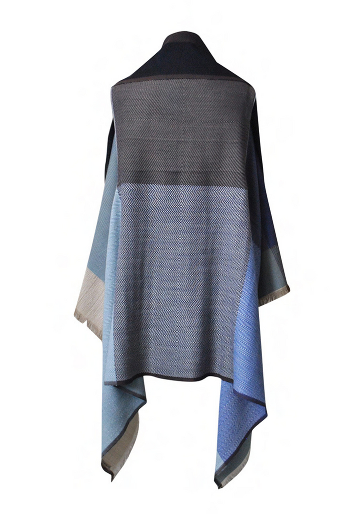 Blue wool cape for petite sizes JULAHAS Petite Danube