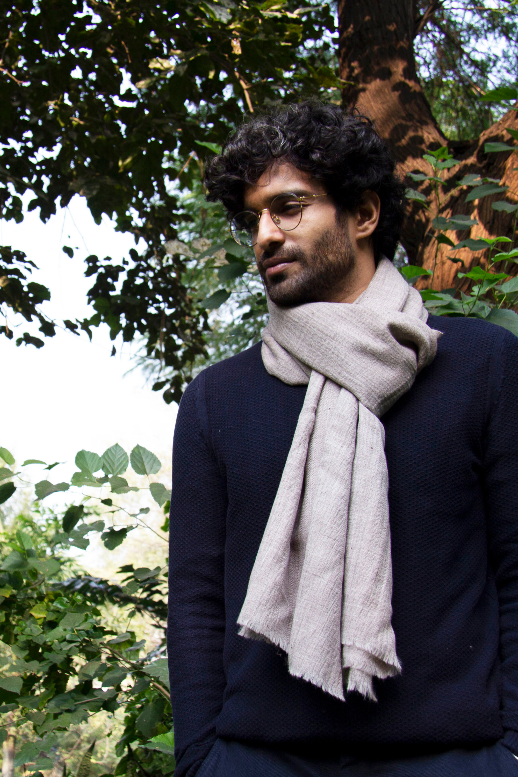 Unisex Yak Wool Shawl Accent Taupe | JULAHAS