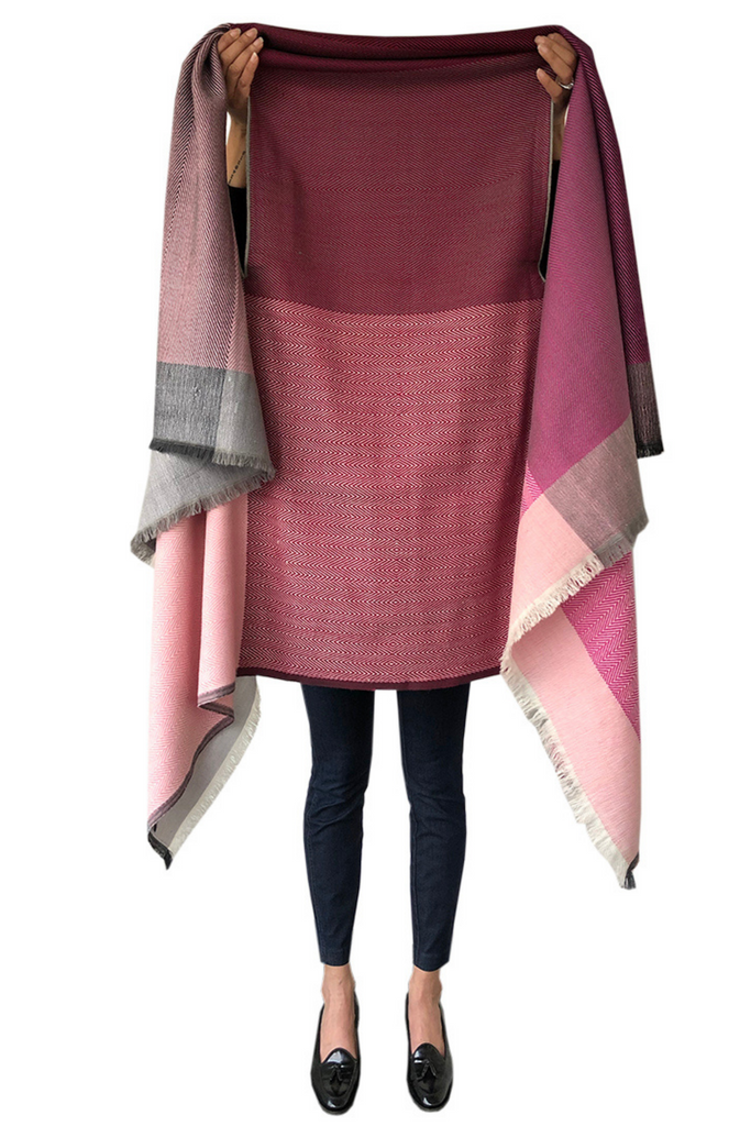 Pink petite wool cape for women 