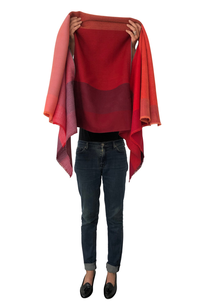 Red wool cape in Petite size