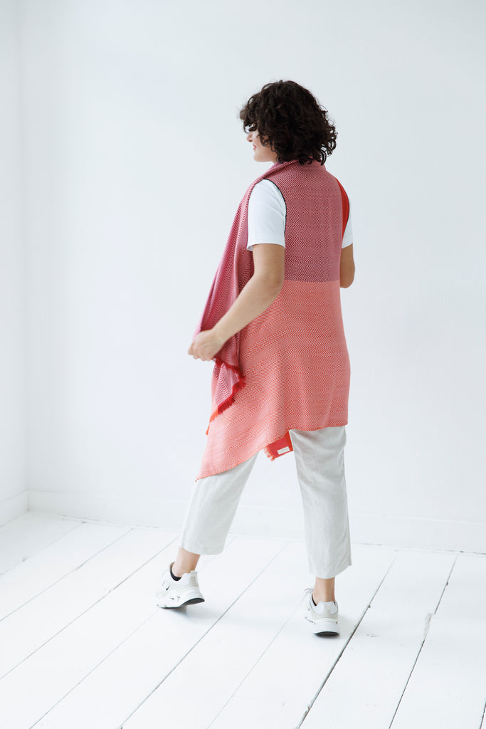 Coral and red cotton cape JULAHAS Vegan