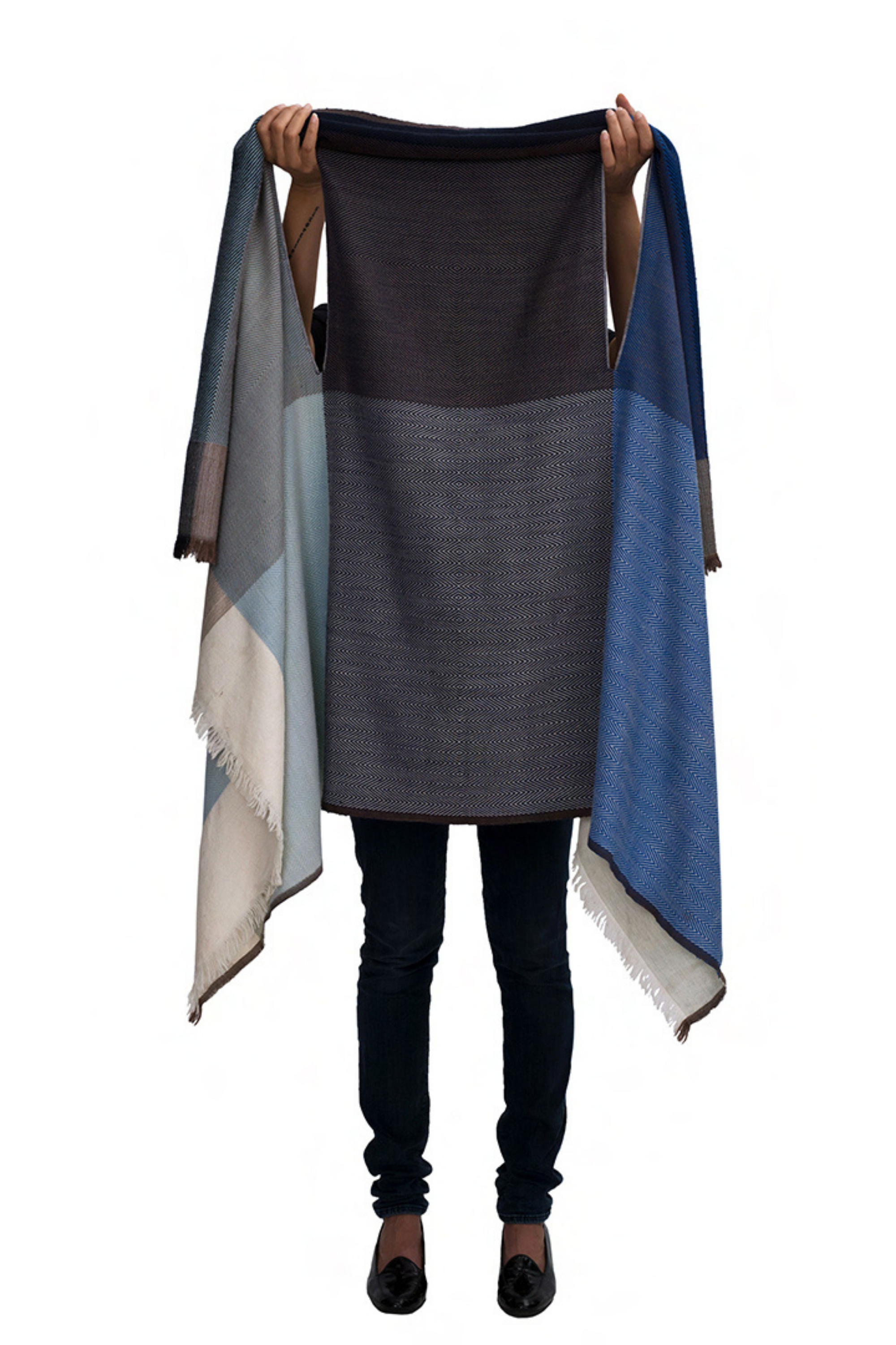 PETITE Sized blue wool cape for women Daria Cape Danube – JULAHAS display picture 1