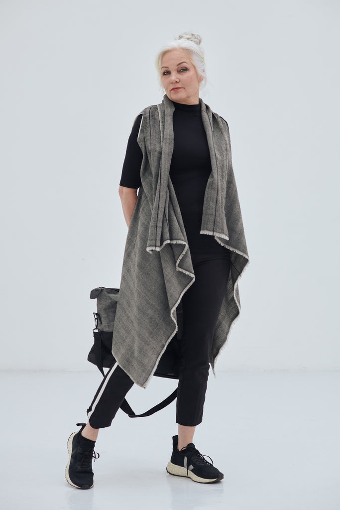 Pure soft wool Grey toned-Celestial Cape Mercury-for all seasons