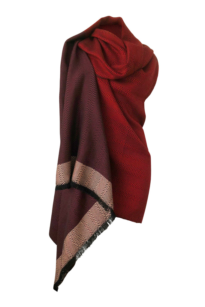 Red vegan cotton poncho cape one size 
