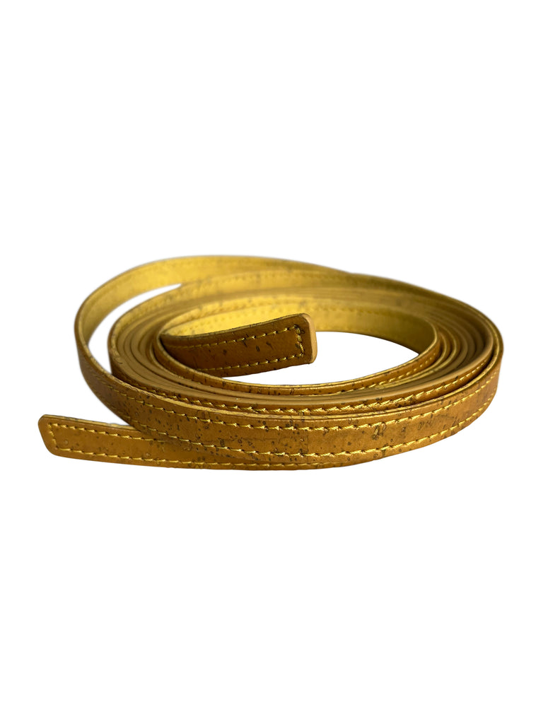 Reversible cork skinny belt in yellow and gold | JULAHASReversible cork skinny belt in yellow and gold | JULAHAS
