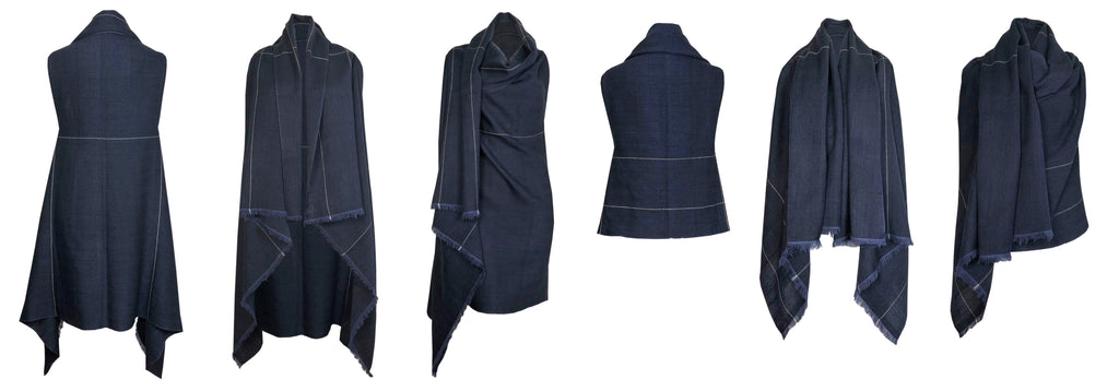 Different ways to style your Pure organic fine wool Celestial Cape Neptune by JULAHAS