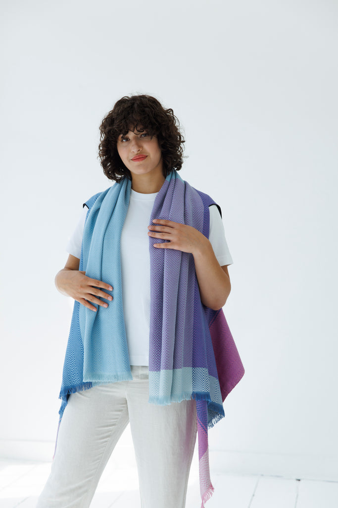 NEW! COTTON Cape Candy Crush - JULAHASLavender and ice blue cotton cape for summer. Wear in 15 ways. JULAHAS