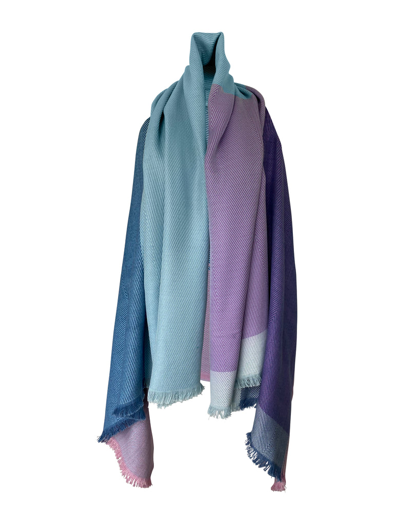 Lavender and ice blue cotton cape for summer. Wear in 15 ways. JULAHAS
