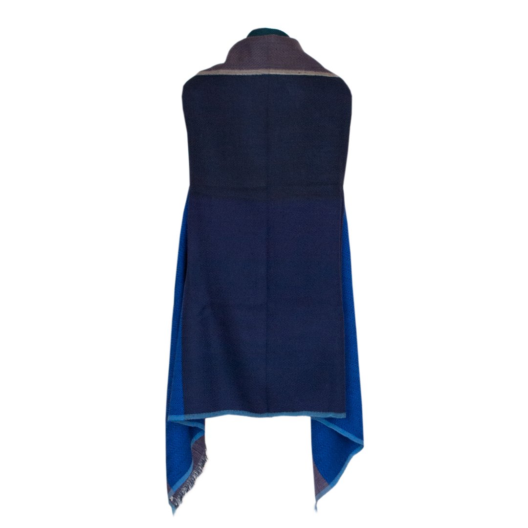 Shop Ethical Blue Wool Cape for Women DARIA Cape Nile by JULAHAS