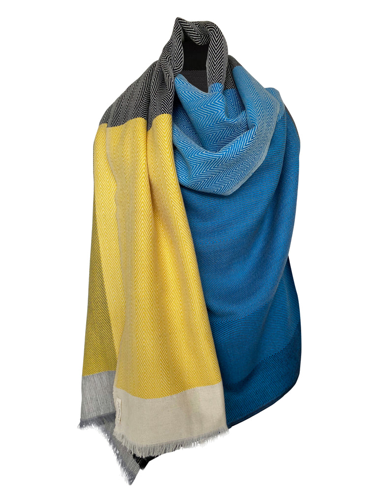 Limited Edition yellow and Blue JULAHAS Cape inspired by the colours of the Ukrainian flag and is a show of our solidarity with the people of Ukraine