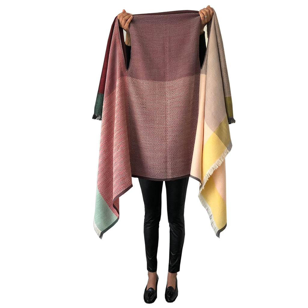 Shop Salmon and Red Wool Cape with imperfections Daria Seine