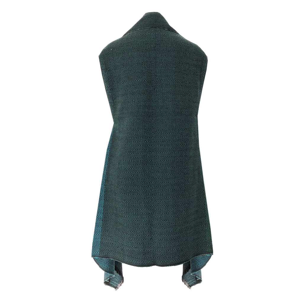 Teal and green wool cape for women Imperfect Daria Zanskar