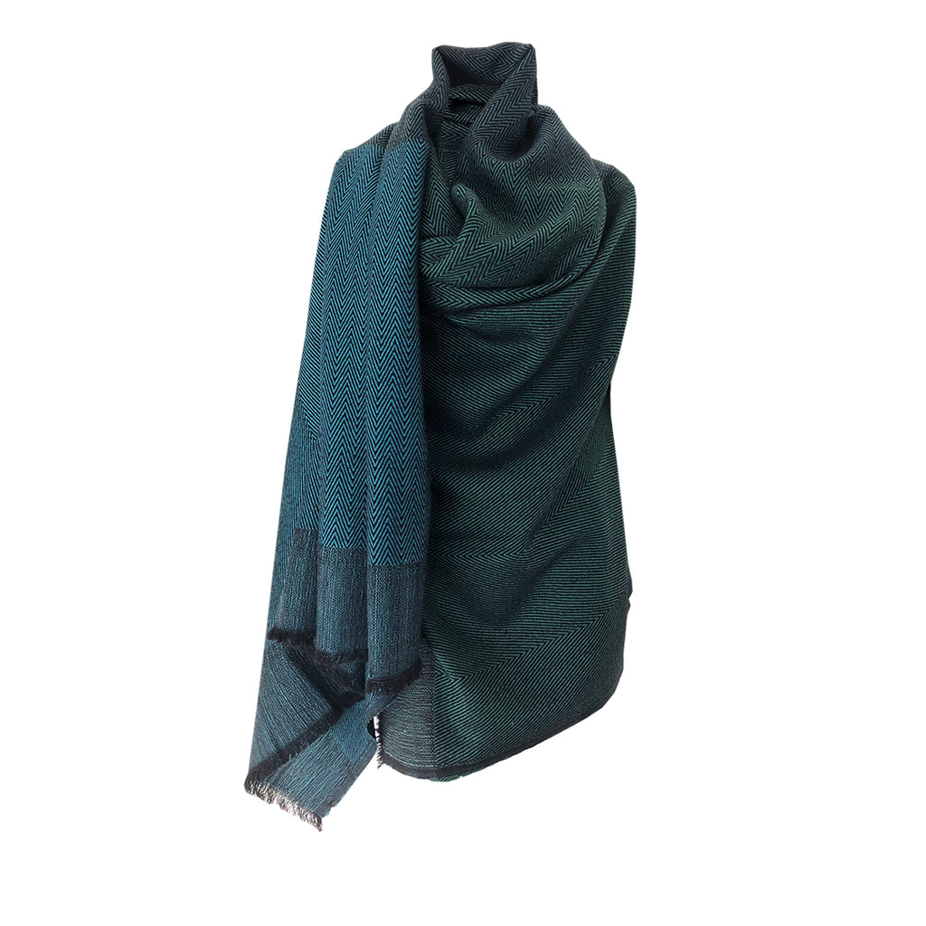 Teal and green wool cape for women Imperfect Daria Zanskar
