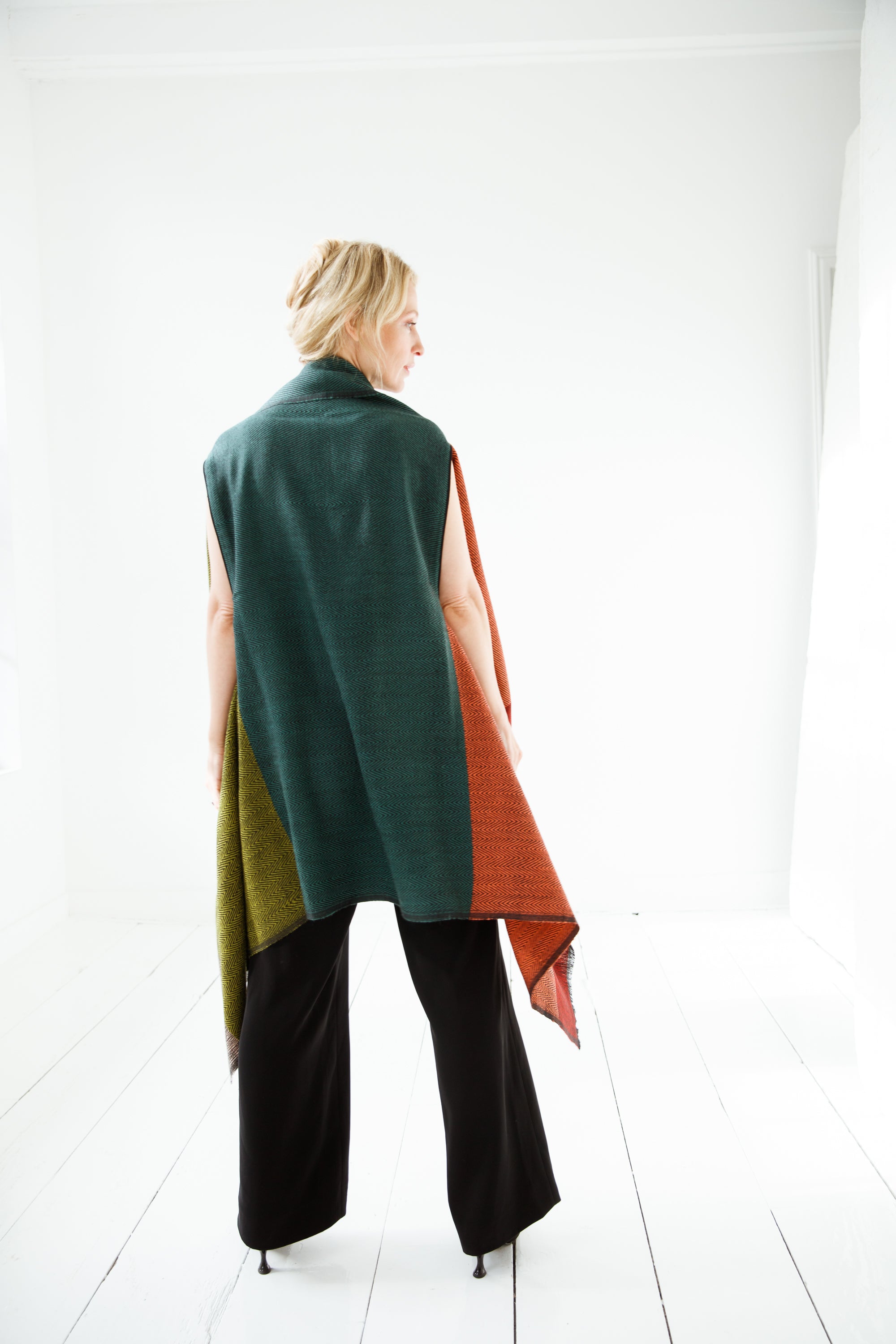 Shop Rust and Olive Green Wool Cape for Women Cape Colorado | JULAHAS