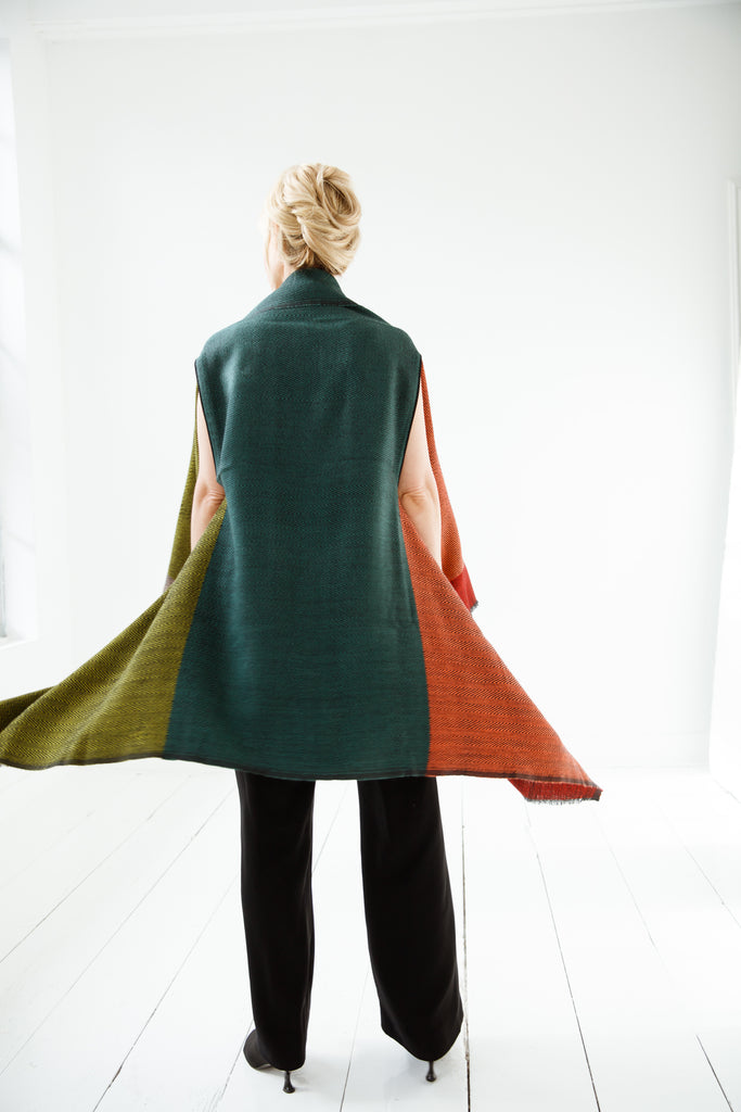Shop Rust, salmon, olive green Wool cape for women JULAHAS Colorado  Edit alt text