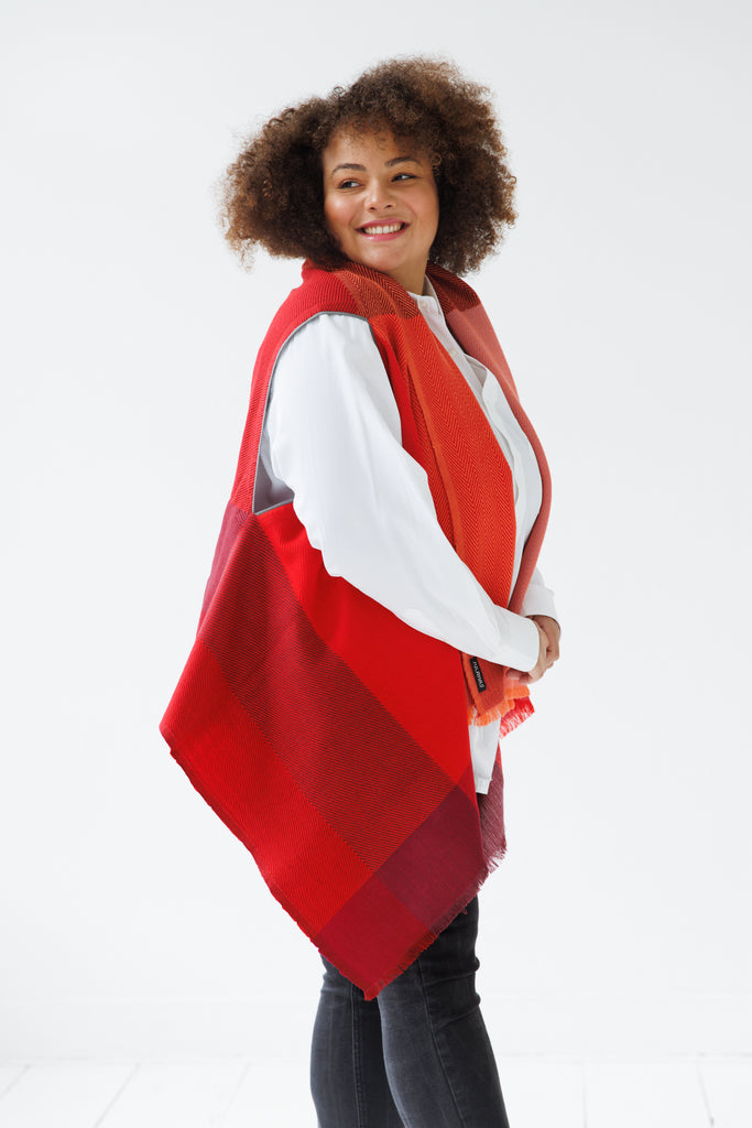 Plus size red wool cape for women JULAHAS Daria Cristales