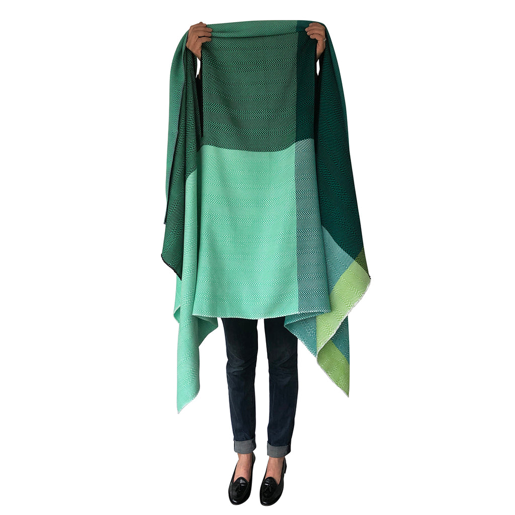 JULAHAS handwoven soft Mint Green Cotton CapeCotton Cape by julahas in shades of fresh green
