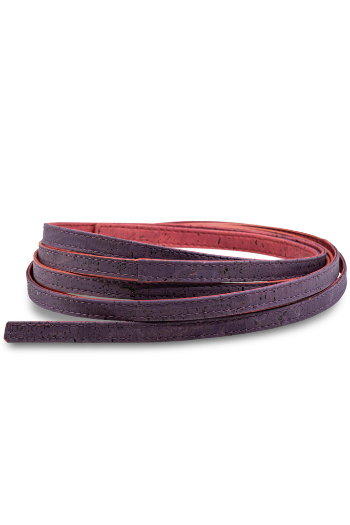 Reversible skinny cork belt in wine red and aubergine | JULAHAS