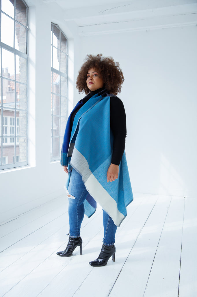 Sustainable wool capes by JULAHAS in cool blues