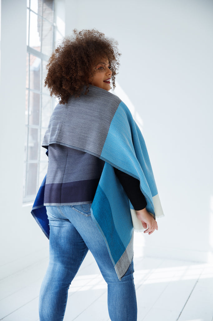 Sustainable wool capes by JULAHAS in cool blues
