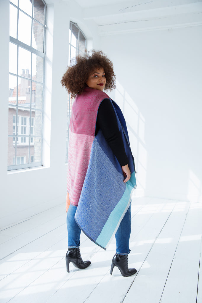 Colourful wool plus size Poncho Cape Ganges by Julahas. Wear it in many ways