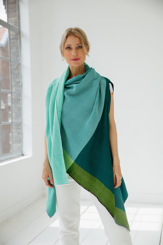 Cotton Cape by julahas in shades of fresh green