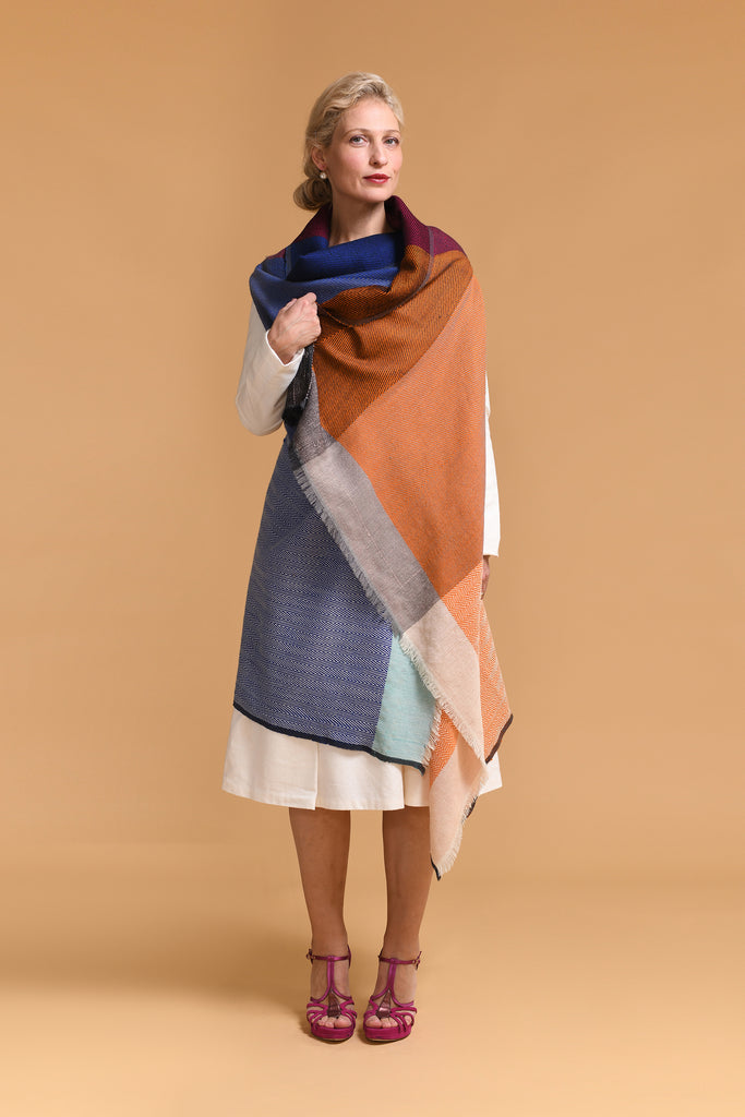 Shop handmade wool cape for women JULAHAS DARIA Cape Ganges available in regular and plus sizes