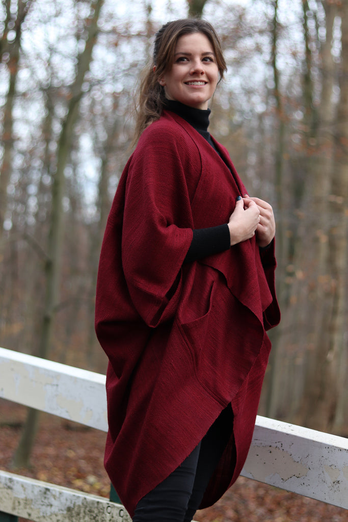 Shop Handmade Bordeaux Red Wool Silk Kimono Online JULAHAS Kimono Fire shop-handmade-bordeaux-red-wool-silk-kimono-online-julahas-kimono-fire