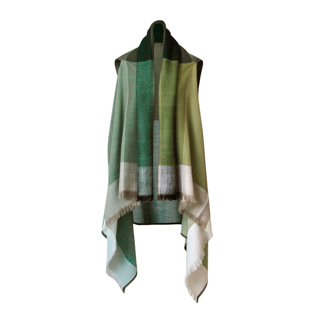 sustainable wool cape by julahas in the colour classic green