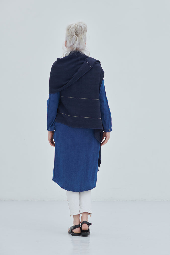 100% Pure organic wool Celestial Cape Neptune with shades of Dark Blue 