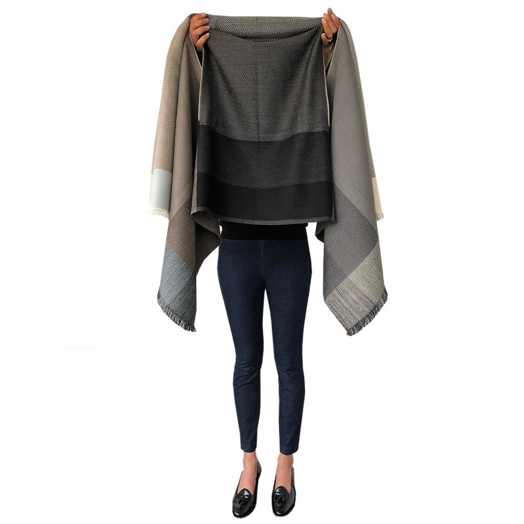 Shop classic wool Cape for women online in neutral colours Daria Nubra by JULAHAS