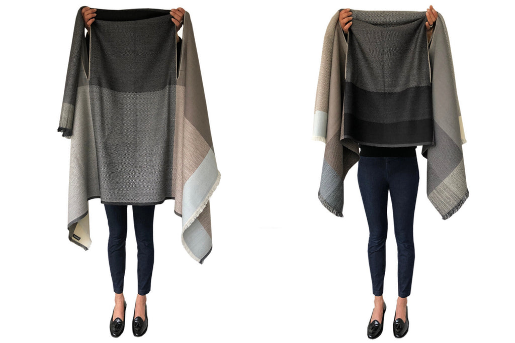 Shop Sustainable plus size soft wool capes for women by JULAHAS in classic neutral colours