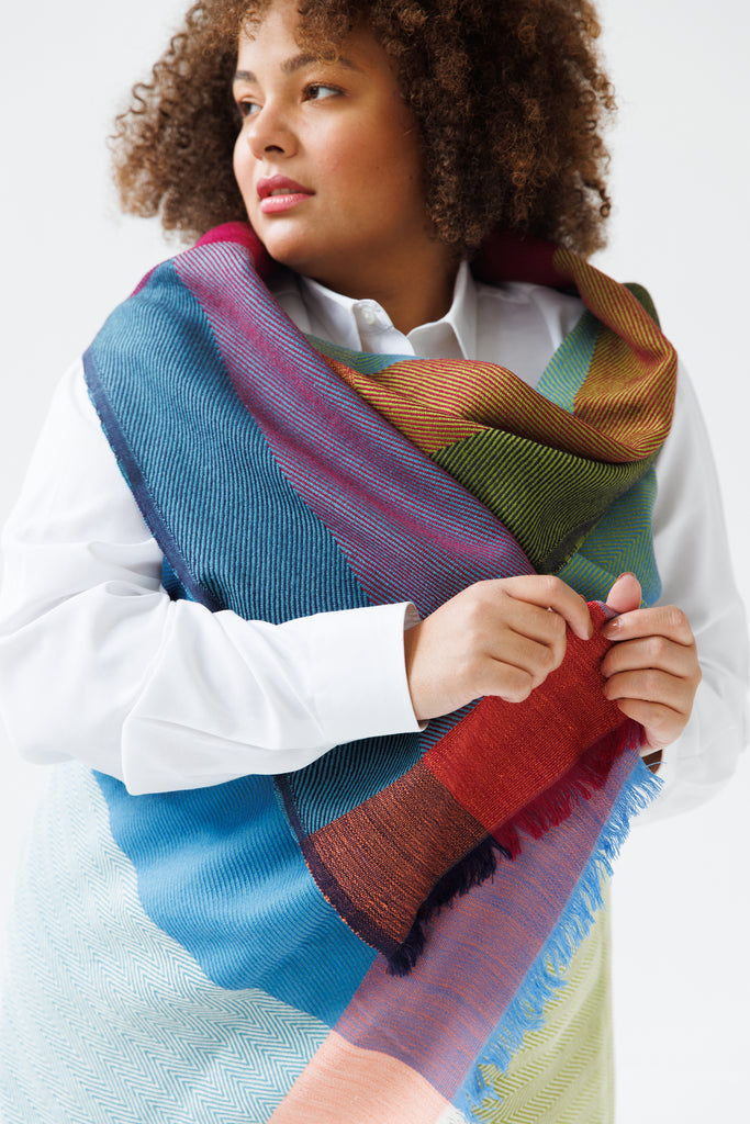 Colourful wool poncho cape plus size JULAHAS Daria Onyar