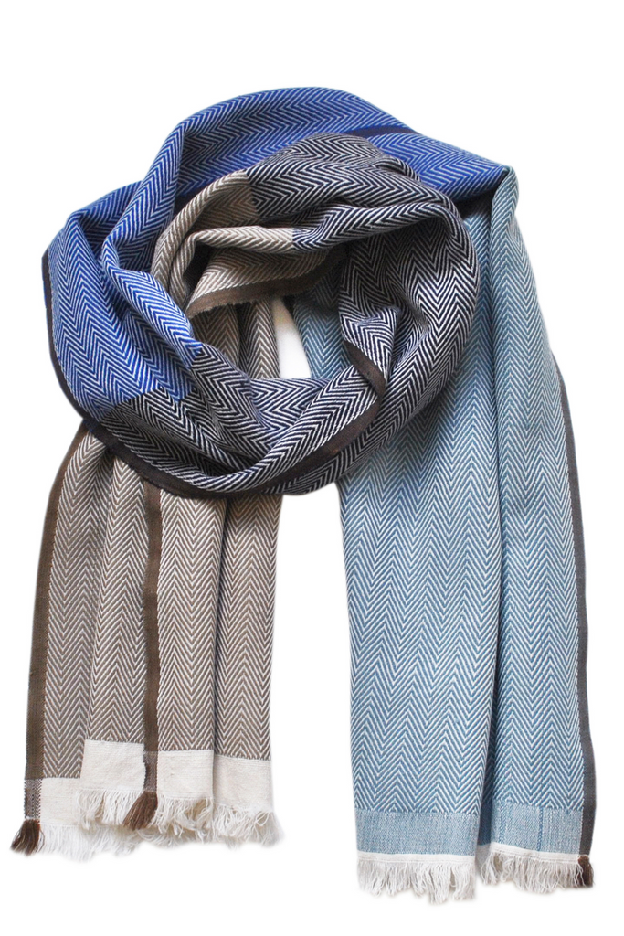 Blue wool unisex scarf | JULAHAS