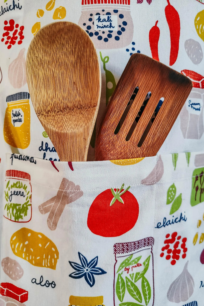 chief spice mama x julahas spice inspired organic cotton apron with pockets