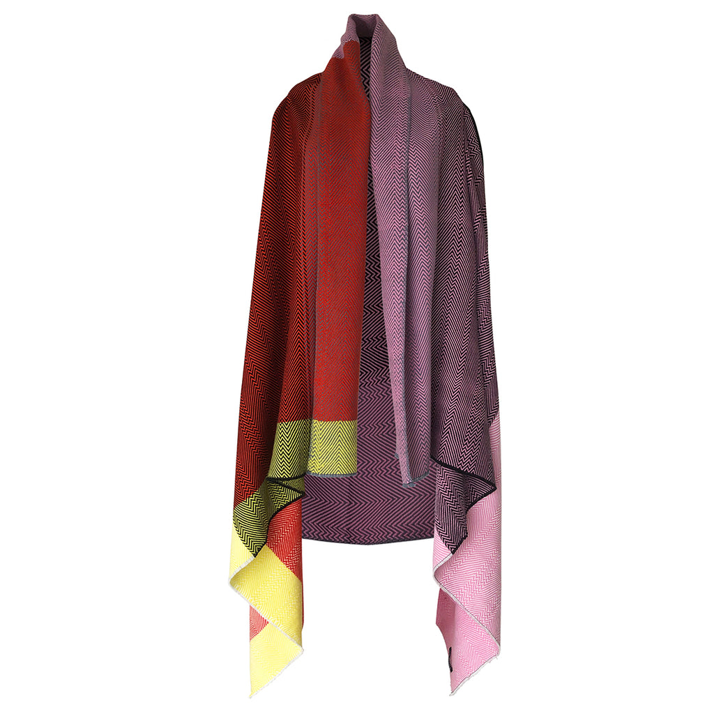 JULAHAS Pink and Tomato Red Cotton Cape