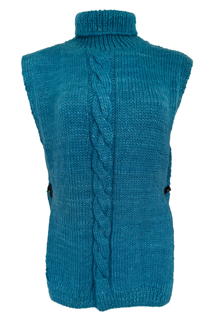 Naturally dyed turtle neck knitted vest in Alpaca wool | JULAHAS