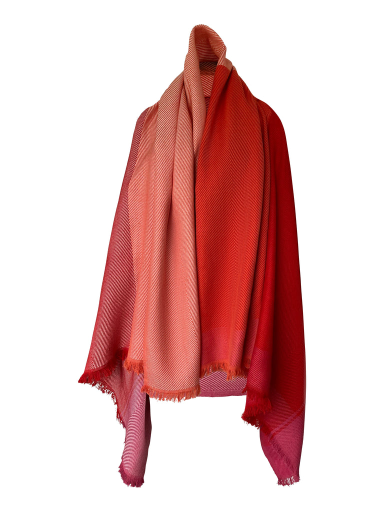 Cherry coloured cotton cape for summer. Wear in 15 ways. JULAHAS