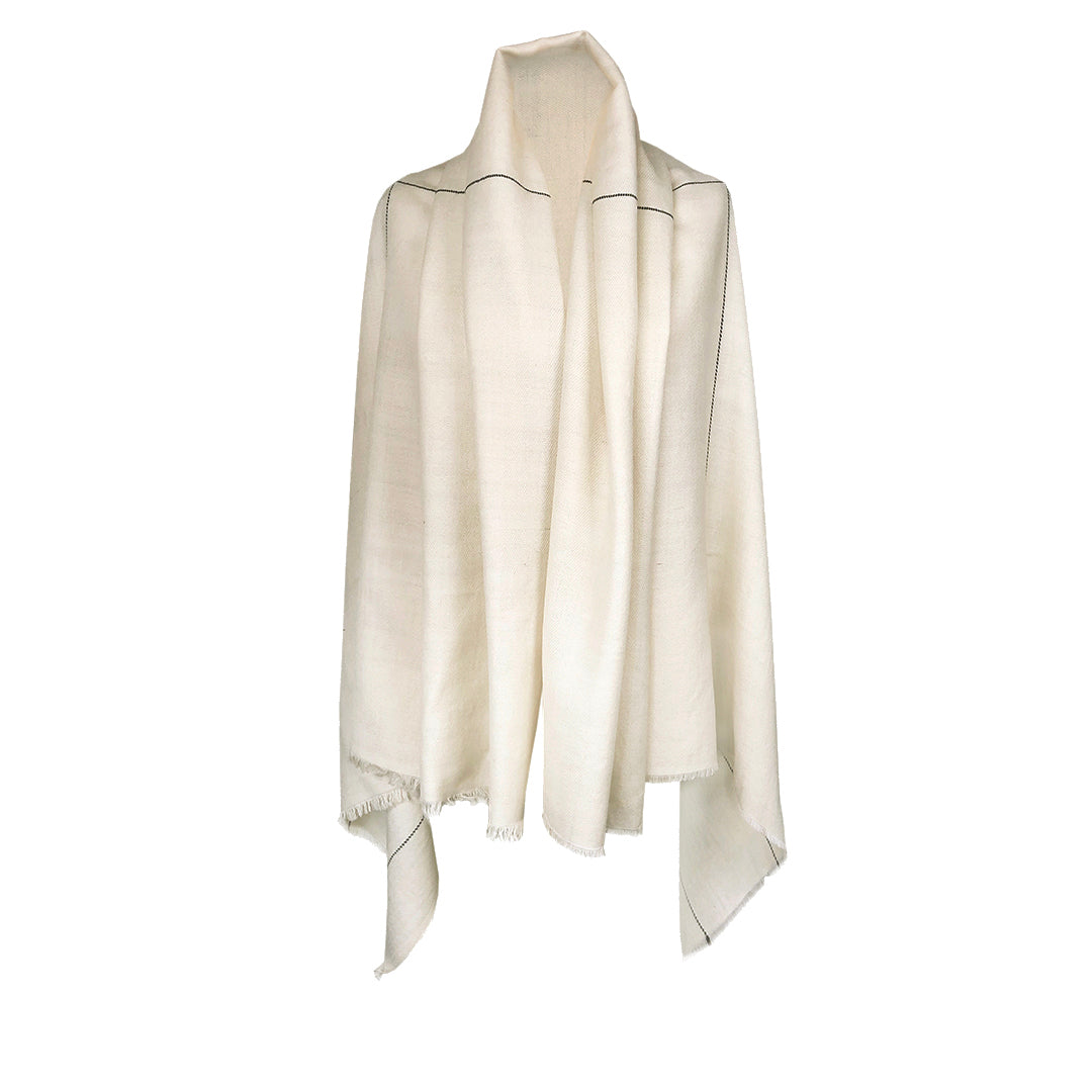Elegant Soft Wool Cape for women in off white Cape Ariel | JULAHAS