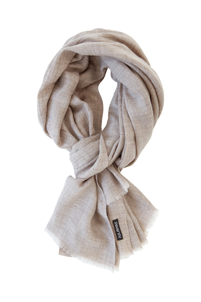 Unisex Grey Yak wool scarf JULAHAS