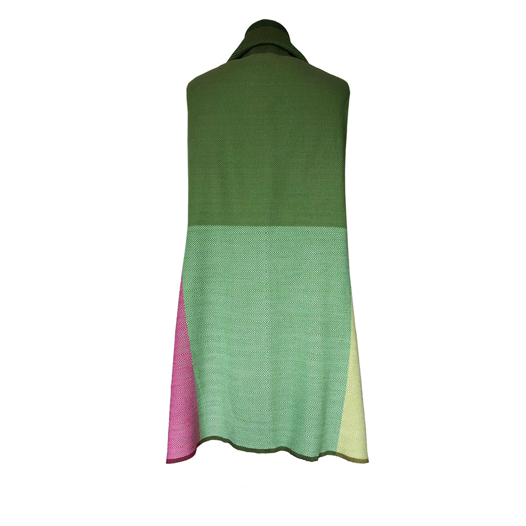 Shop sustainable handmade plus size wool Cape for women in pink and green Julahas cape Yukon
